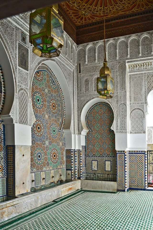 Fes medina with traditional rooftops, minarets, and narrow winding streets in Morocco’s cultural capital